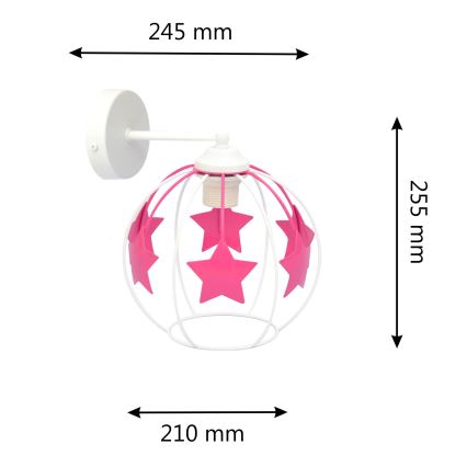 Children's wall lamp STARS 1xE27/15W/230V pink/white