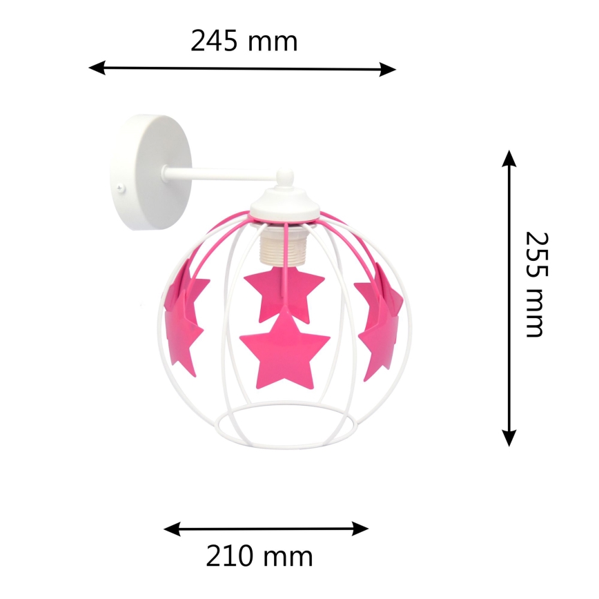Children's wall lamp STARS 1xE27/15W/230V pink/white