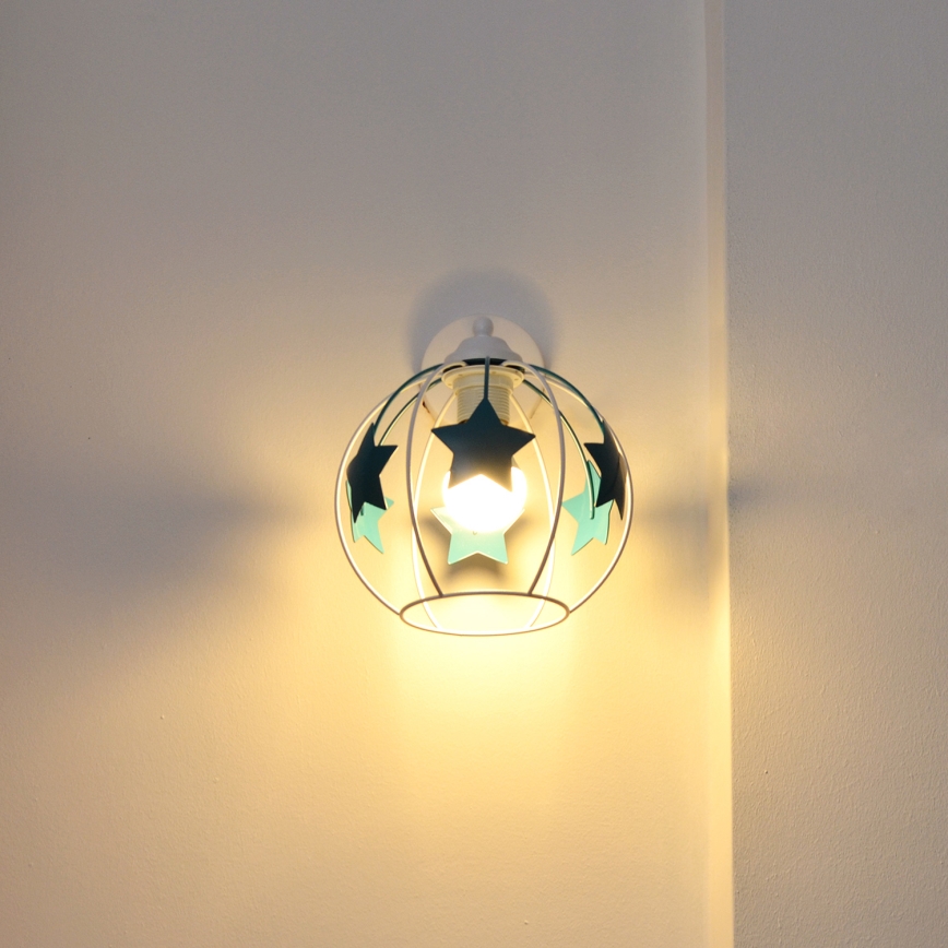 Children's wall lamp STARS 1xE27/15W/230V turquoise/white