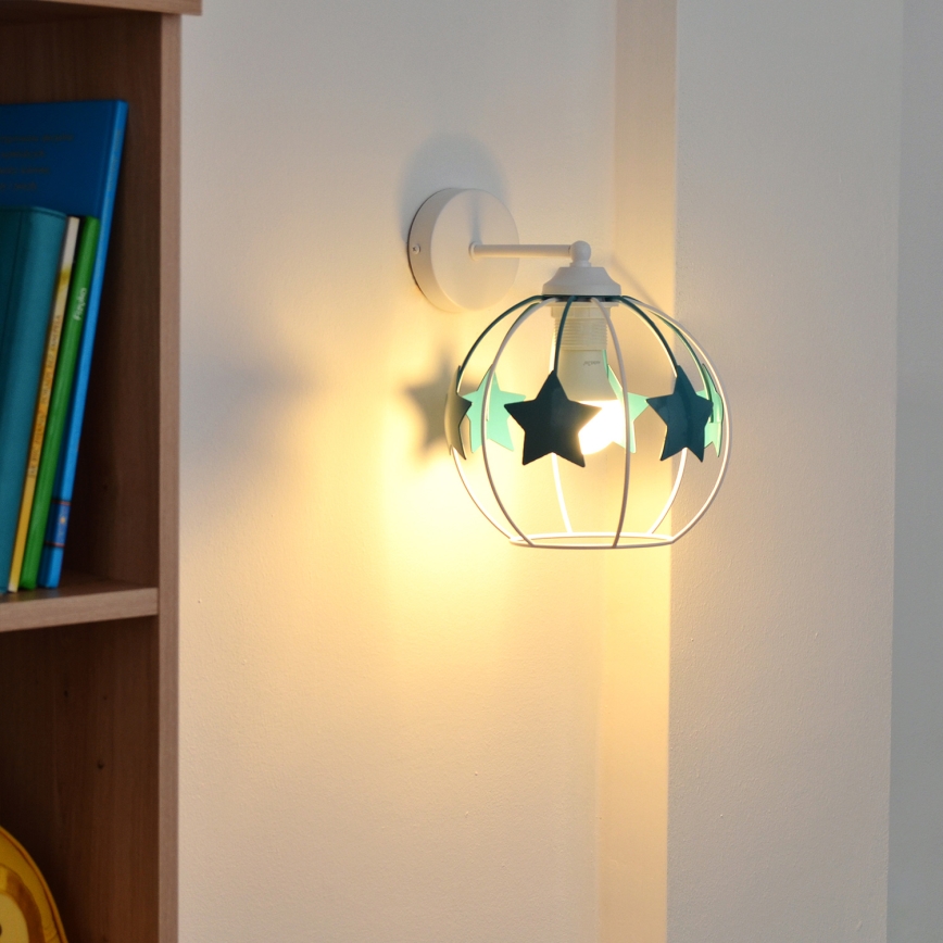 Children's wall lamp STARS 1xE27/15W/230V turquoise/white