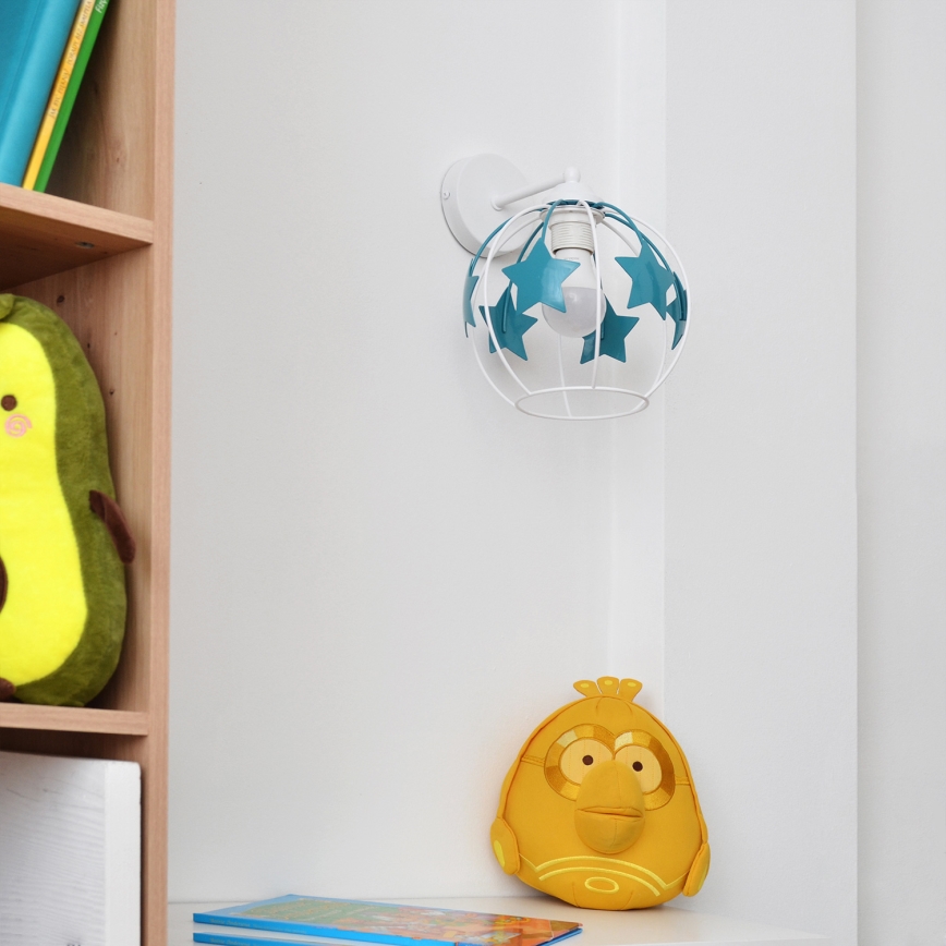 Children's wall lamp STARS 1xE27/15W/230V turquoise/white