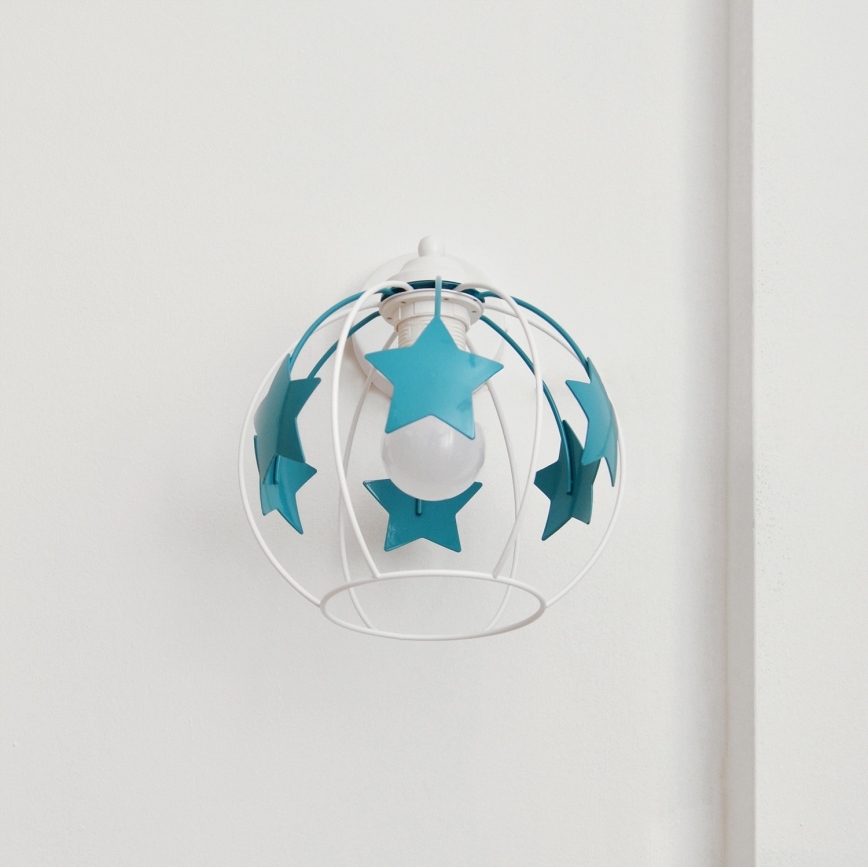 Children's wall lamp STARS 1xE27/15W/230V turquoise/white