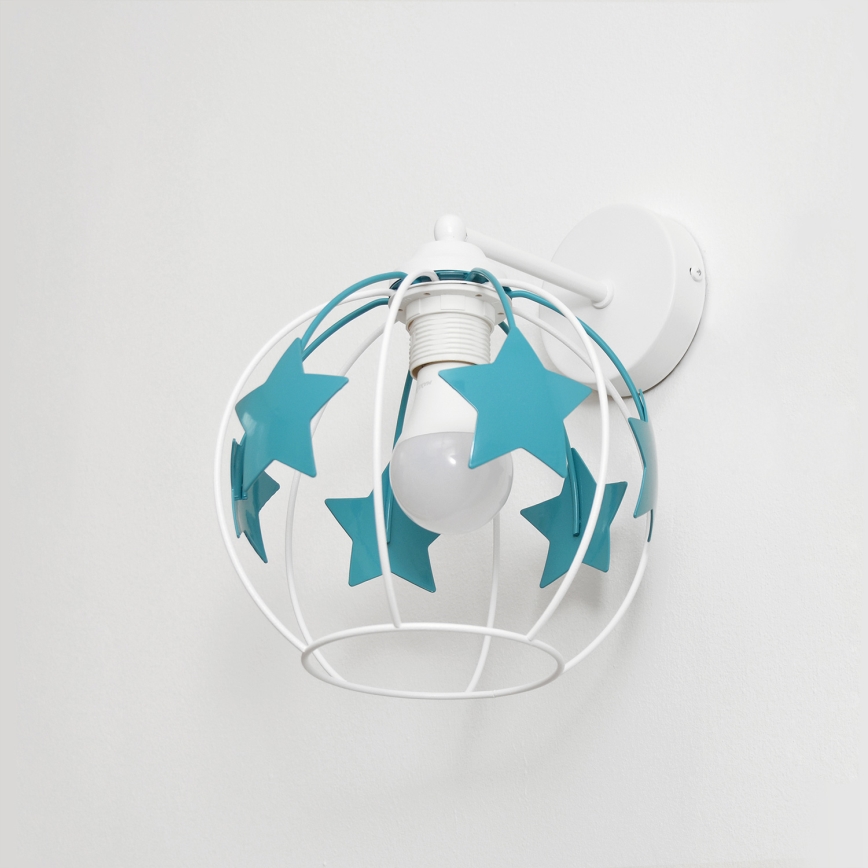 Children's wall lamp STARS 1xE27/15W/230V turquoise/white