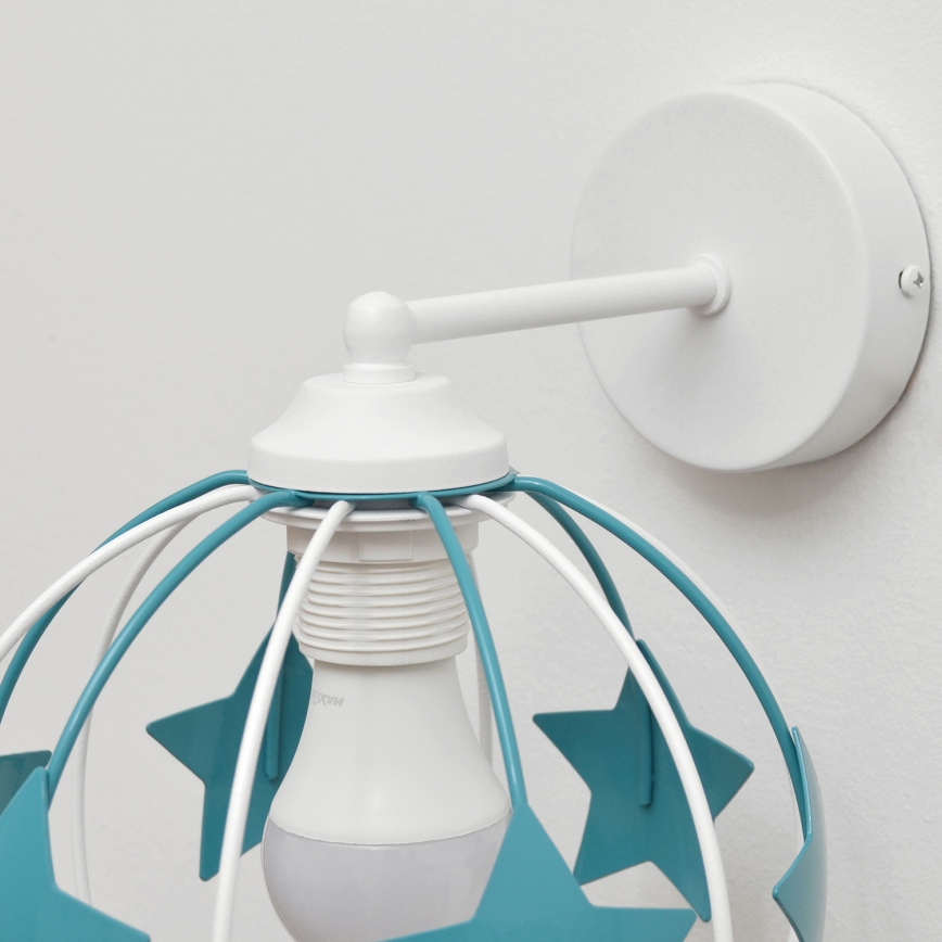 Children's wall lamp STARS 1xE27/15W/230V turquoise/white