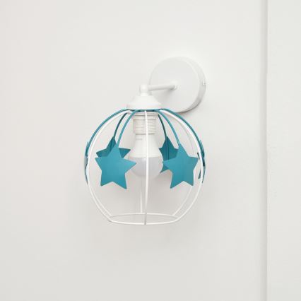 Children's wall lamp STARS 1xE27/15W/230V turquoise/white
