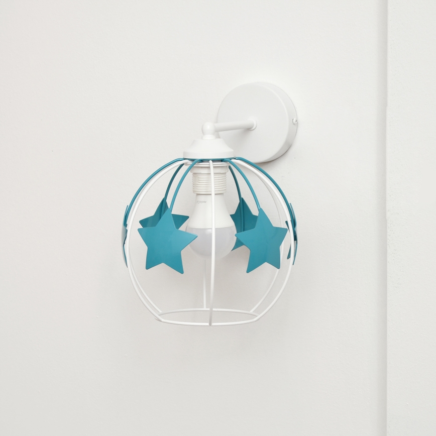 Children's wall lamp STARS 1xE27/15W/230V turquoise/white