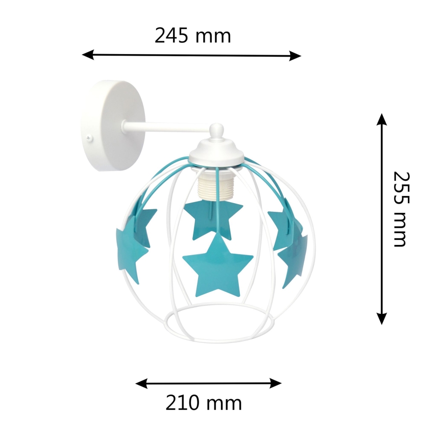 Children's wall lamp STARS 1xE27/15W/230V turquoise/white