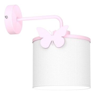 Children's wall lamp SWEET 1xE27/15W/230V white/pink/butterfly