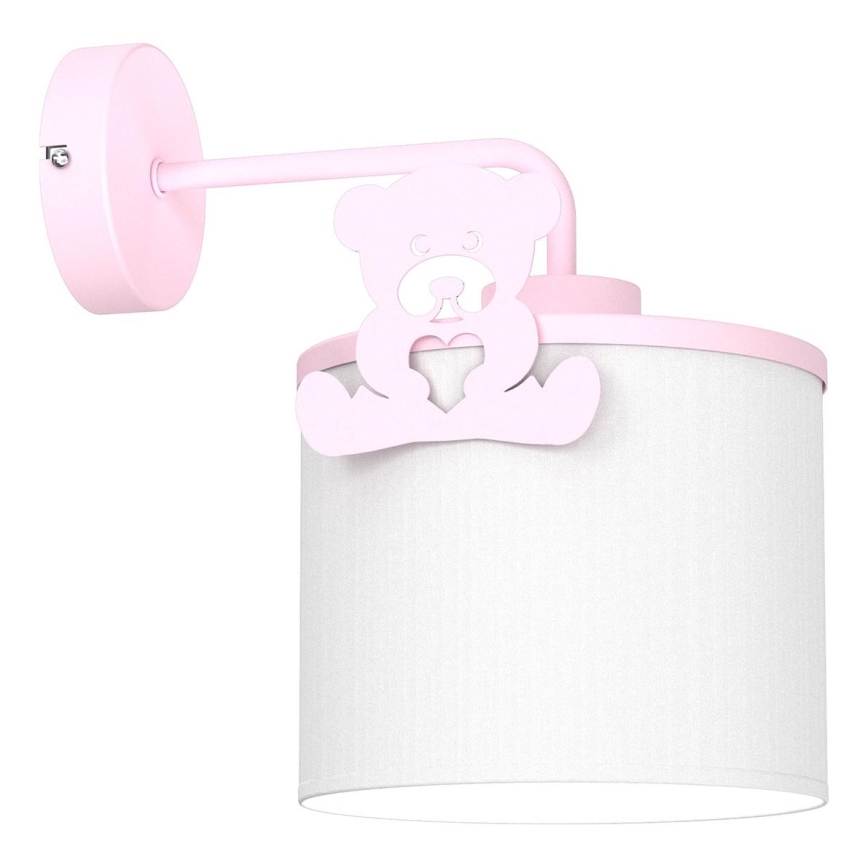 Children's wall lamp SWEET 1xE27/15W/230V white/pink/little bear