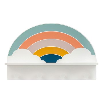 Children's wall shelf with hangers rainbow/colorful