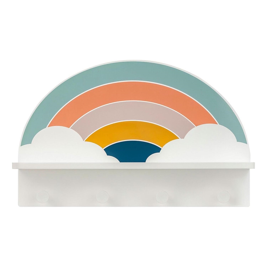 Children's wall shelf with hangers rainbow/colorful