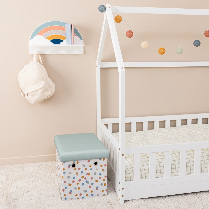 Children's wall shelf with hangers rainbow/colorful