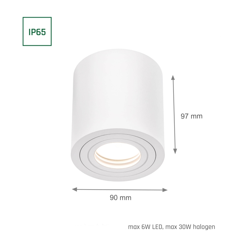 CHLOE Round Bathroom Spotlight 1x GU10/6W/230V IP65, White