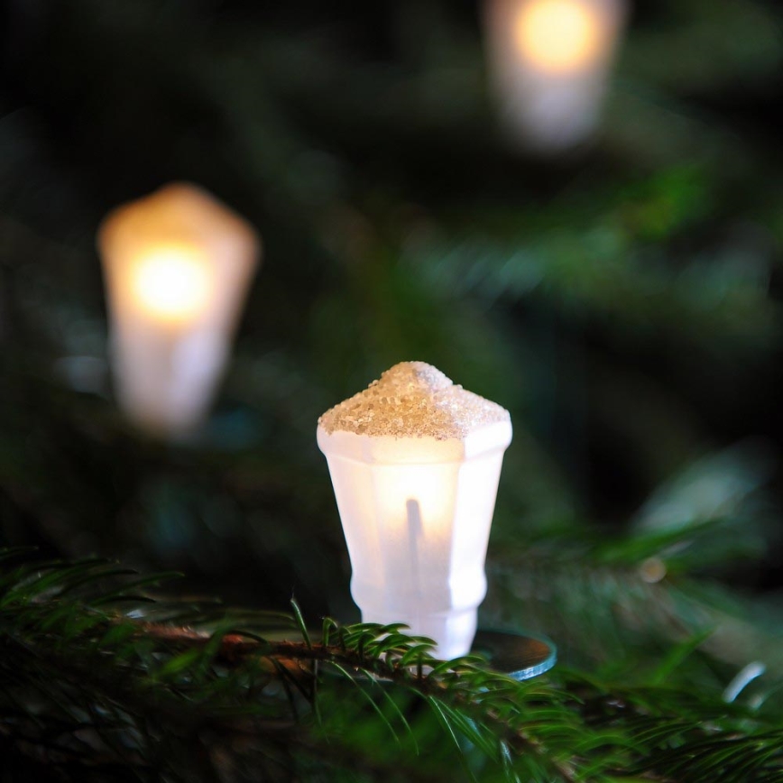 Christmas chain LANTERN 12xE10/10,7m white, Made in Europe