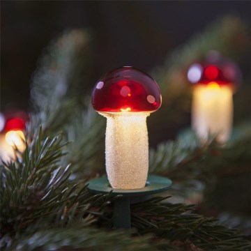 Christmas chain TOADSTOOL 12xE10/10,7m red, Made in Europe