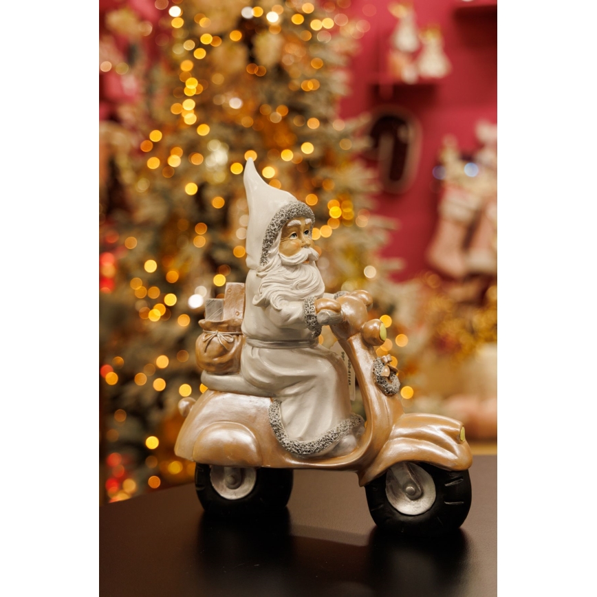 Christmas decoration 33 cm Santa with a motorcycle