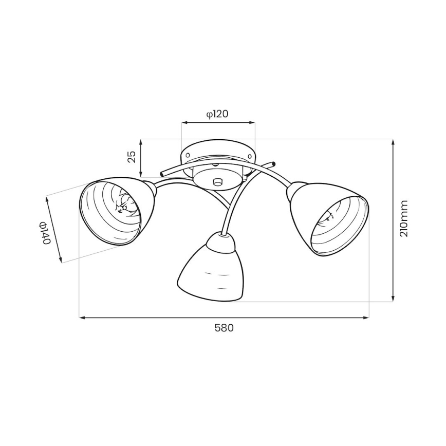 CLARA Flush-Mount Chandelier 3xE27/15W/230V Polished Chrome