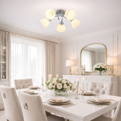 CLARA Flush-Mount Chandelier 5xE27/15W/230V, Polished Chrome