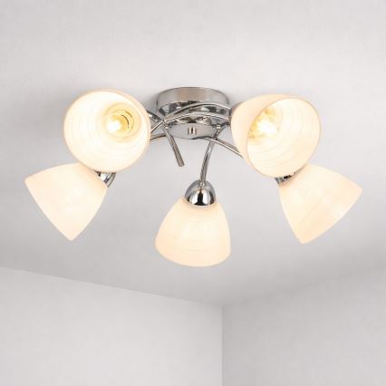 CLARA Flush-Mount Chandelier 5xE27/15W/230V, Polished Chrome