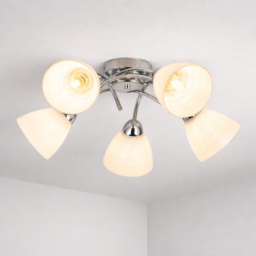 CLARA Flush-Mount Chandelier 5xE27/15W/230V, Polished Chrome