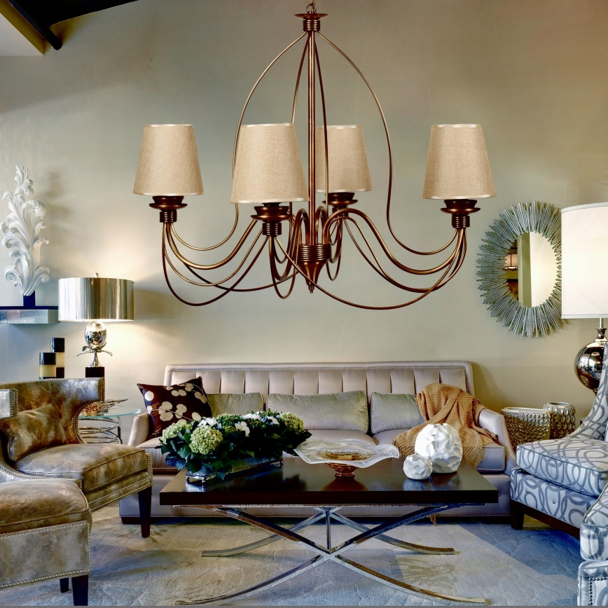 Classic Chain Pendant 4xE14/40W/230V bronze/beige