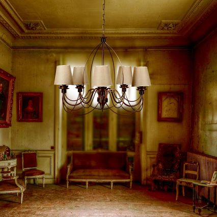 Classic Chandelier 6xE14/40W/230V bronze/beige