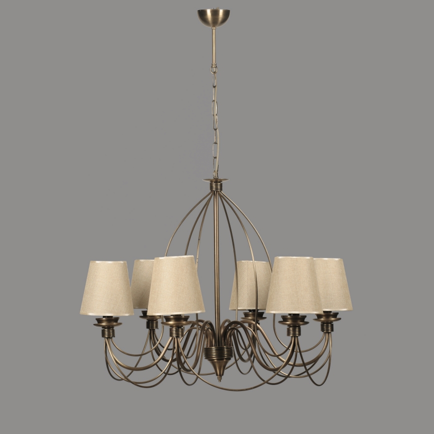 Classic Chandelier 6xE14/40W/230V bronze/beige