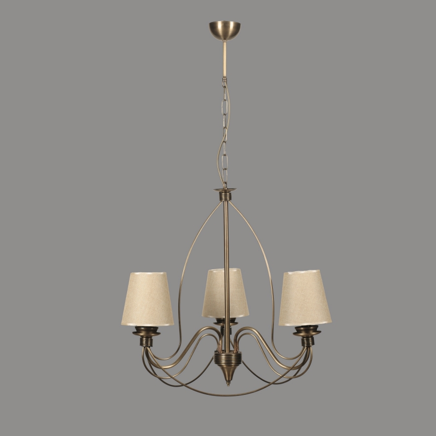 Classic Hanging Lamp 3xE14/40W/230V bronze/beige