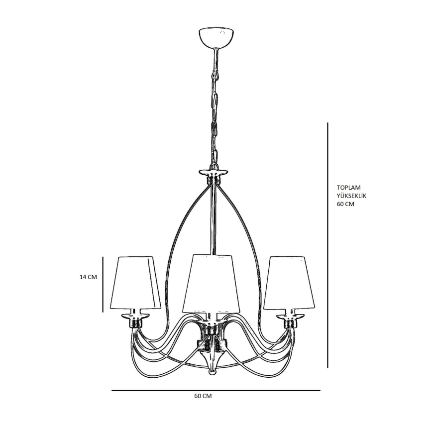 Classic Hanging Lamp 3xE14/40W/230V bronze/beige