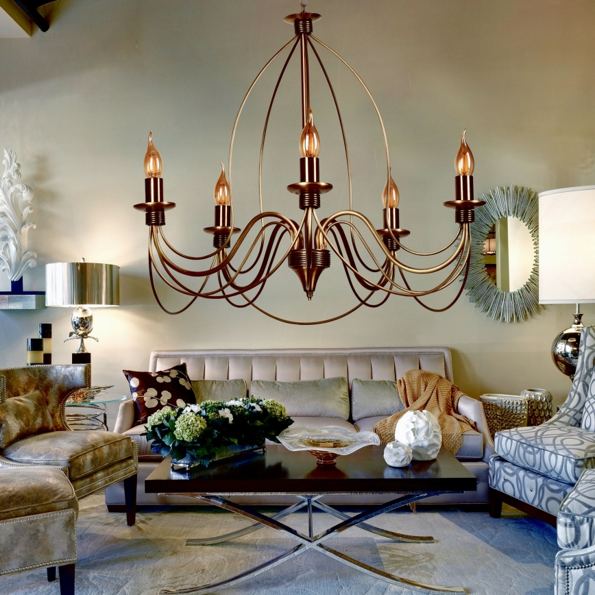 Classic Hanging Lamp 5xE14/40W/230V bronze