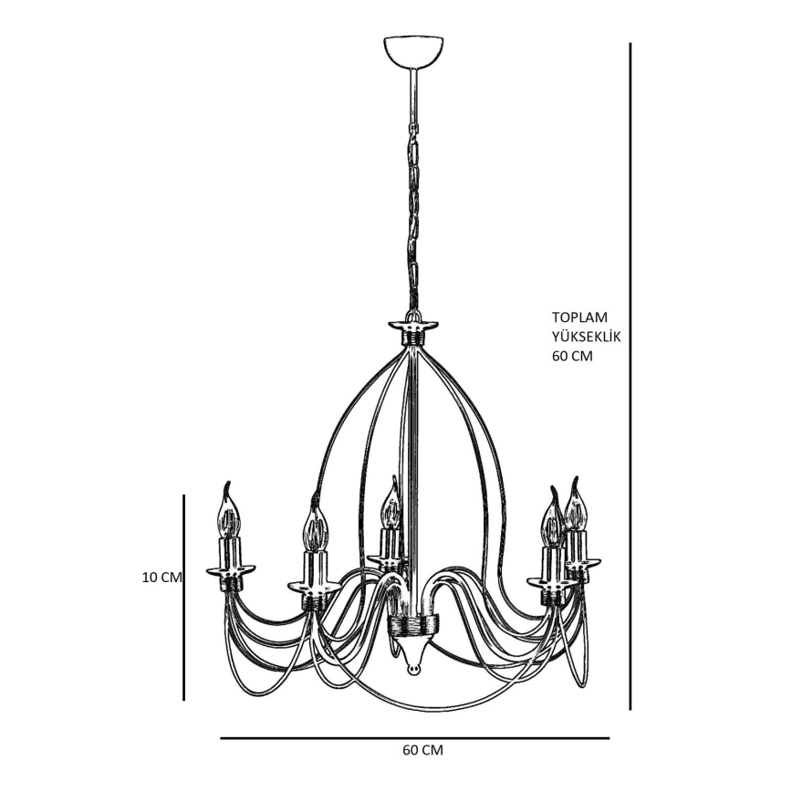 Classic Hanging Lamp 5xE14/40W/230V bronze