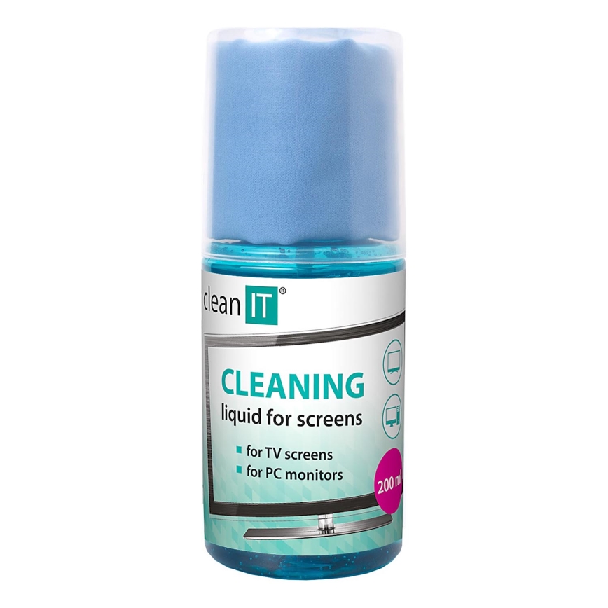 CLEAN IT CL-180 - Screen cleaning solution with microfiber cloth, 200 ml