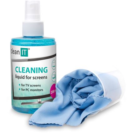 CLEAN IT CL-180 - Screen cleaning solution with microfiber cloth, 200 ml