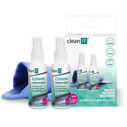 CLEAN IT CL-182 - Screen cleaning solution with cloth 2x 30 mm