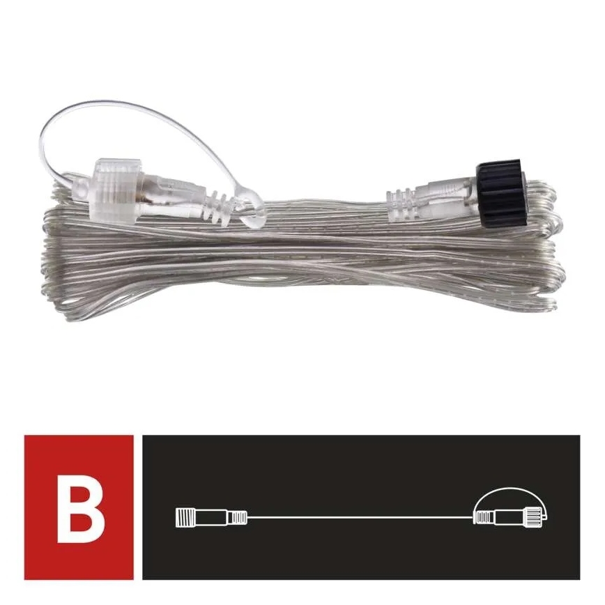 Clear outdoor 10 m extension cable for connection chains, IP44