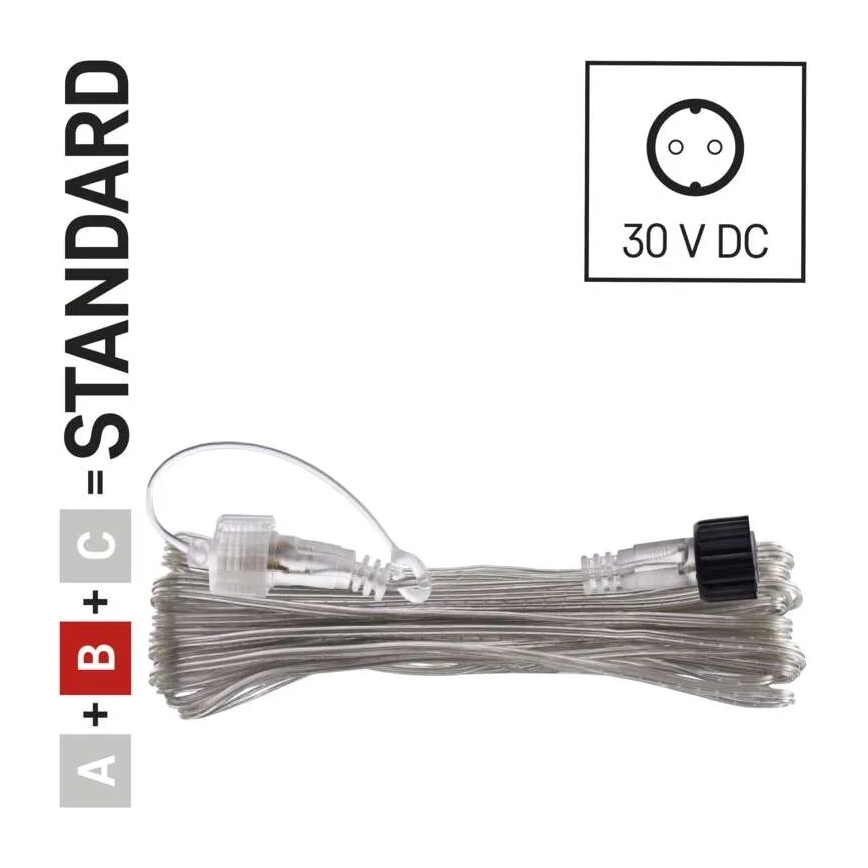 Clear outdoor 10 m extension cable for connection chains, IP44
