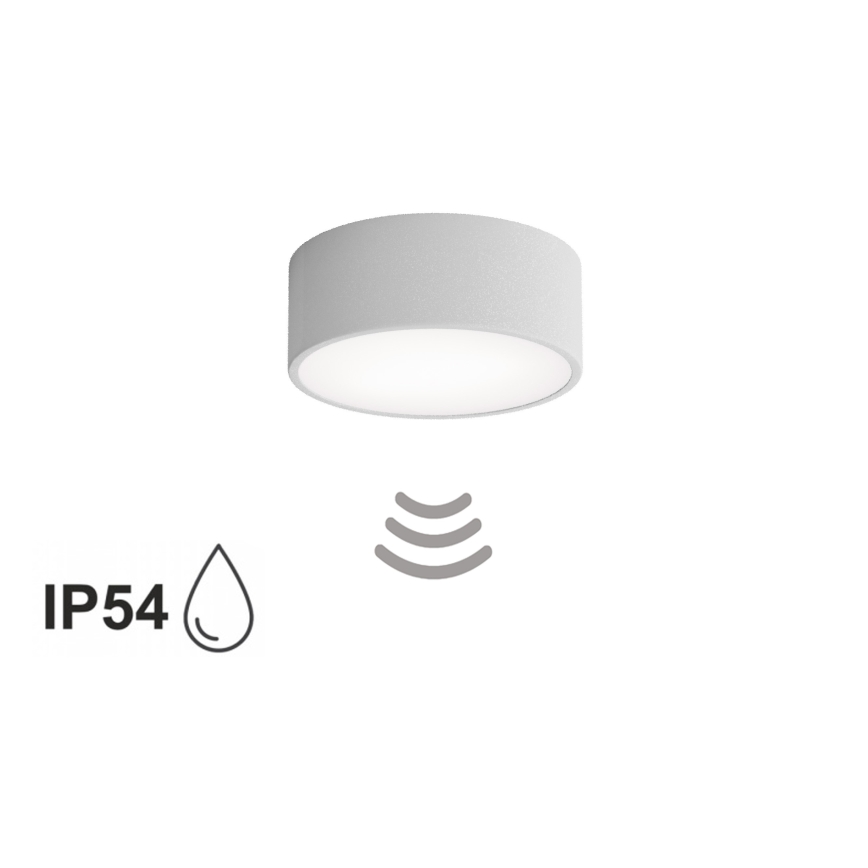 CLEO bathroom ceiling light with sensor, 1x E27 / 24W / 230V, Ø 20 cm, IP54, grey