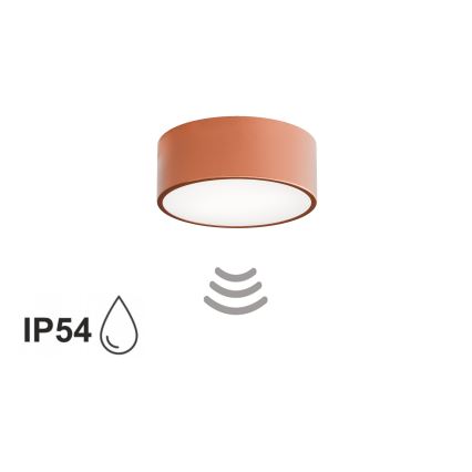 CLEO bathroom ceiling light with sensor, 1×E27/24W/230V, Ø 20 cm, IP54, copper finish
