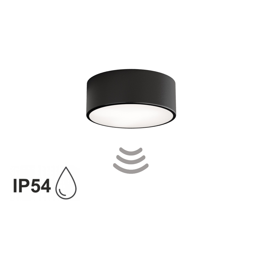 CLEO Bathroom Ceiling Light with Sensor, 1×E27/24W/230V, Ø20 cm, IP54, Black