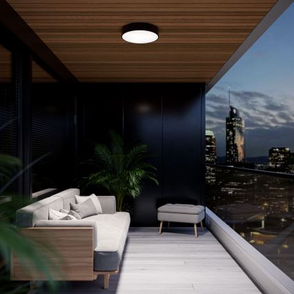 CLEO bathroom ceiling light with sensor 2xE27/24W/230V Ø 30 cm black IP54
