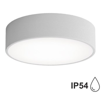 CLEO bathroom ceiling light with sensor 2×E27/24W/230V Ø 30 cm grey IP54 — splash-proof design ideal for bathrooms