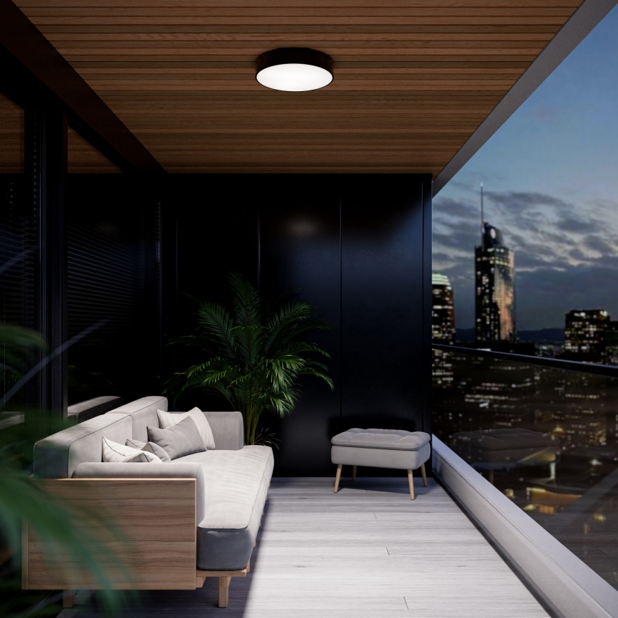CLEO Bathroom Ceiling Light with Sensor, 4×E27/24W/230V, Ø 50 cm, IP54, Black
