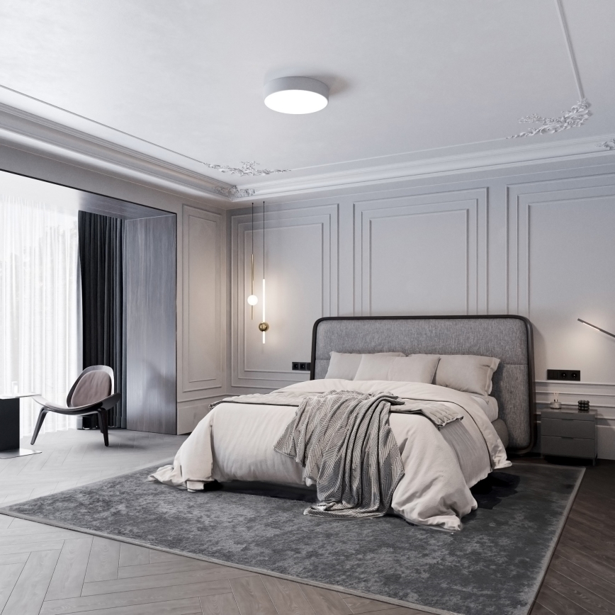 CLEO Ceiling Light with Motion and Dusk Sensor, 3xE27/24W/230V, Ø 40 cm, Gray