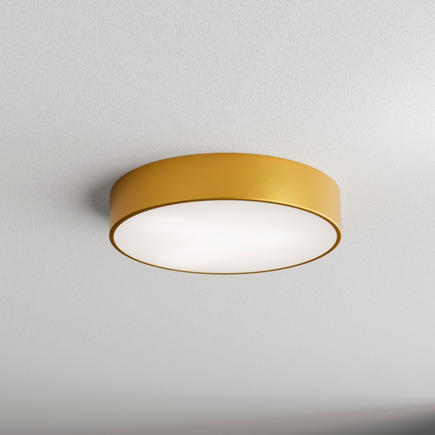 CLEO ceiling light with motion and dusk sensor, 3xE27/24W/230V, diam. 40 cm, gold