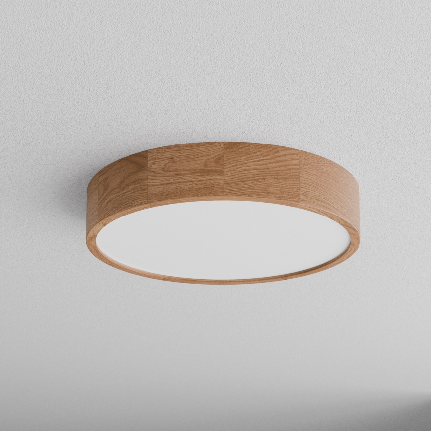 Ceiling light with motion and dusk sensor CLEO 4xE27/24W/230V Ø47.5 cm oak