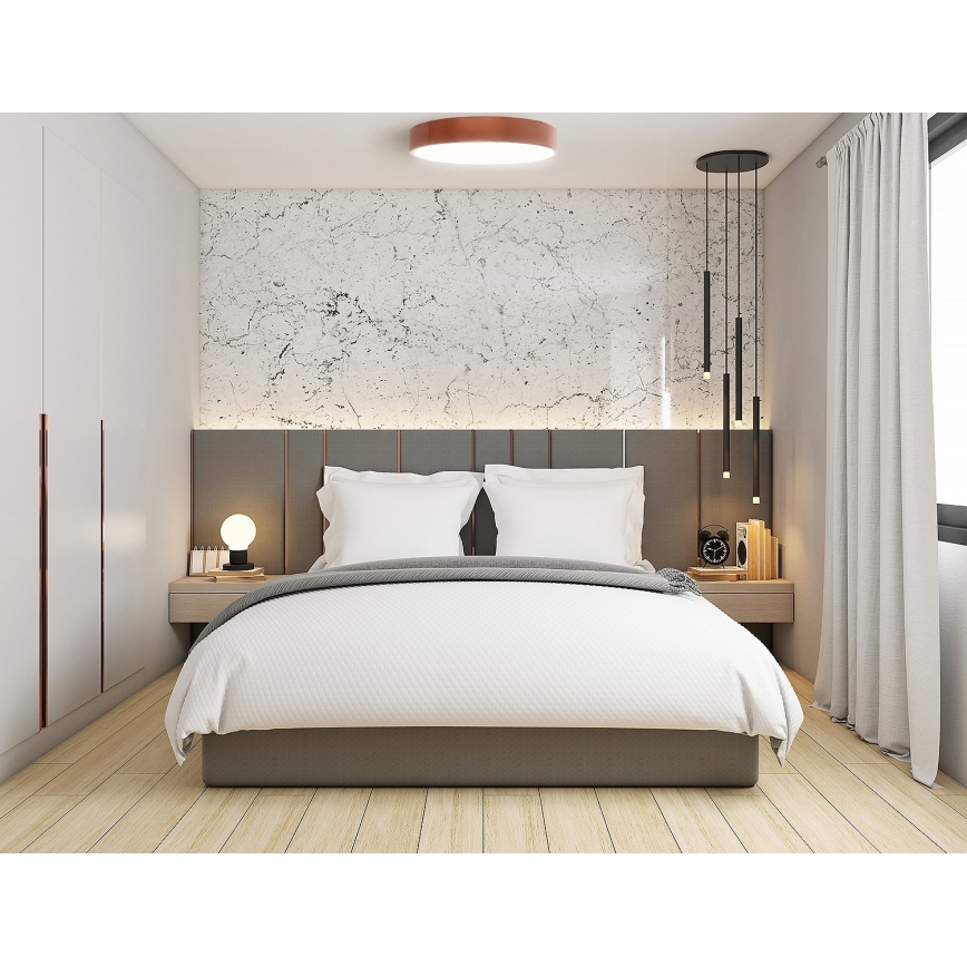 CLEO ceiling light with motion and dusk sensors, 4xE27/24W/230V, Ø 50 cm, copper finish