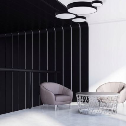 CLEO Ceiling Light with Motion and Dusk Sensor, 6xE27/24W/230V, Ø 80 cm, Black