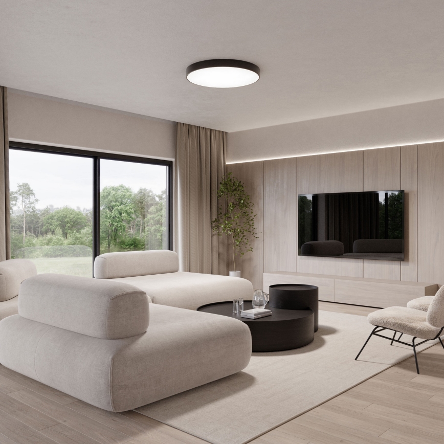 CLEO Ceiling Light with Motion and Dusk Sensor, 6xE27/24W/230V, Ø 80 cm, Black