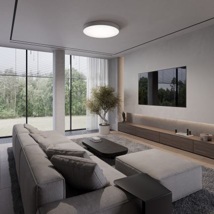 CLEO ceiling light with motion and twilight sensor, 6x E27/24W/230V, Ø 80 cm, gray