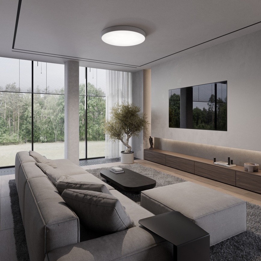 CLEO ceiling light with motion and twilight sensor, 6x E27/24W/230V, Ø 80 cm, gray